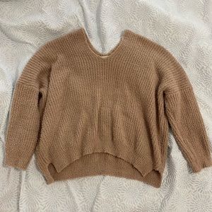 Altard State Fuzzy V Neck Sweated In Light Brown/ Tan Size M